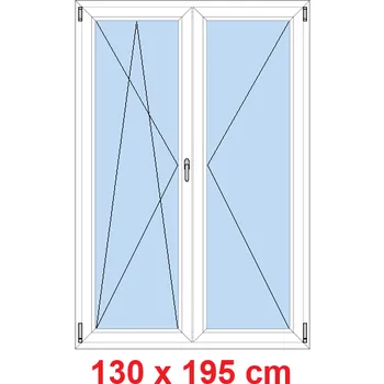 Okno Soft Dvoukřídlé balkonové dveře 130x195 cm, otevíravé a sklopné