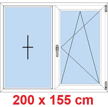 Okno Soft Dvoukřídlé plastové okno 200x155 cm, FIX+OS