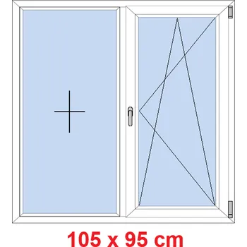Okno Soft Dvoukřídlé plastové okno 105x95 cm, FIX+OS