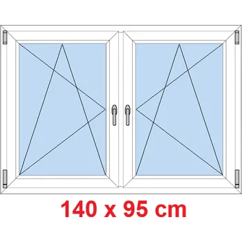 Okno Soft Dvoukřídlé plastové okno 140x95 cm, OS+OS, se sloupkem