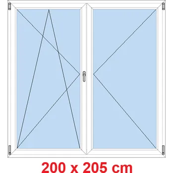 Okno Soft Dvoukřídlé balkonové dveře 200x205 cm, otevíravé a sklopné