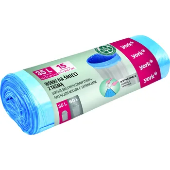 Pytle na odpadky YORK Pytle na odpad se zatahovací šňůrkou 35L - 15 ks