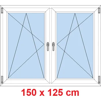 Okno Soft Dvoukřídlé plastové okno 150x125 cm, OS+OS, se sloupkem