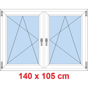 Okno Soft Dvoukřídlé plastové okno 140x105 cm, OS+OS, se sloupkem