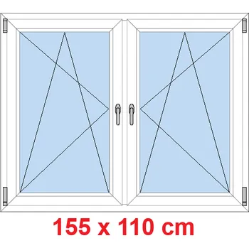 Okno Soft Dvoukřídlé plastové okno 155x110 cm, OS+OS, se sloupkem