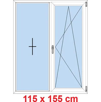 Okno Soft Dvoukřídlé plastové okno 115x155 cm, FIX+OS