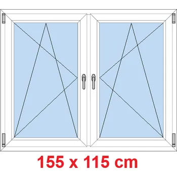 Okno Soft Dvoukřídlé plastové okno 155x115 cm, OS+OS, se sloupkem