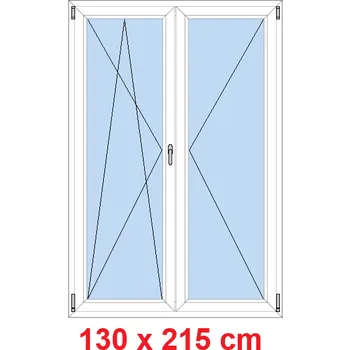 Okno Soft Dvoukřídlé balkonové dveře 130x215 cm, otevíravé a sklopné