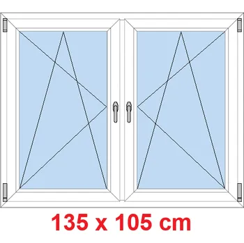 Okno Soft Dvoukřídlé plastové okno 135x105 cm, OS+OS, se sloupkem