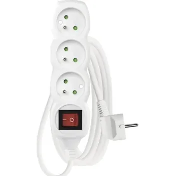 Kabel Prodlužovací kabel Emos se 3 zásuvkami a vypínačem 3m bílá