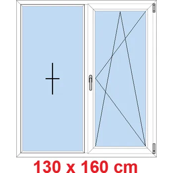 Okno Soft Dvoukřídlé plastové okno 130x160 cm, FIX+OS