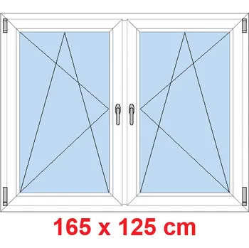 Okno Soft Dvoukřídlé plastové okno 165x125 cm, OS+OS, se sloupkem