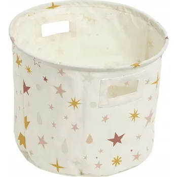 úložný prostor na hračky KOŠ NA HRAČKY KULATÝ Ø 38 CM VÝŠKA 32 CM BÉŽOVÝ S HVĚZDIČKAMI