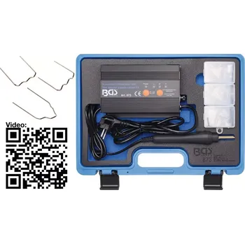 svářečka plastů 12,6W, 3 stupně, teplota cca 100-2 (BGS100873) (Sada na opravu plastů obsahuje lepidlo, síťku a špachtli, které umožňují rychlé spojení a vyplnění prasklin v různých plastových materiálech. Vhodná pro domácí i dílenské použití.)