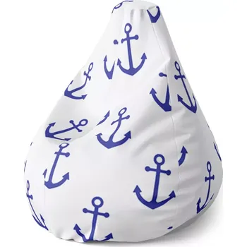 Sedací pytel Sablio Sedací vak Pear Modré kotvy - 140 x 100 x 25 cm