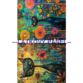 Látkový panel - Kočka - KČ-248 Velikost: 10x7cm, Materiál: Kočárkovina