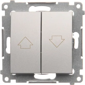 vypínač Tlačítko žaluziové, řazení 1/0+1/0 s blokováním, 10 A / 230 V~,, Simon 54 DZP1.01/43, stříbrná metalizovaná