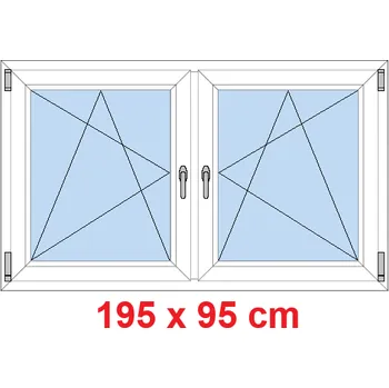 Okno Soft Dvoukřídlé plastové okno 195x95 cm, OS+OS, se sloupkem