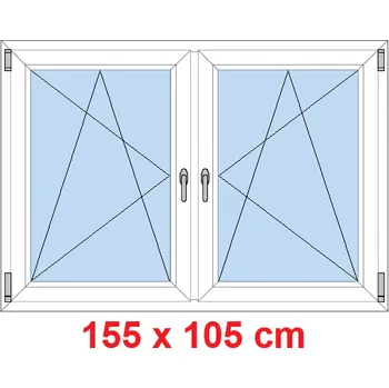 Okno Soft Dvoukřídlé plastové okno 155x105 cm, OS+OS, se sloupkem