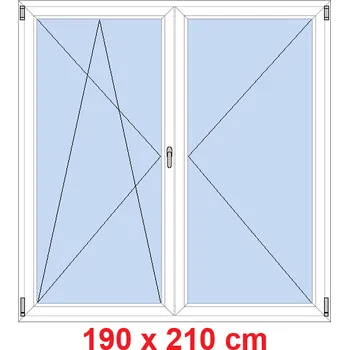 Okno Soft Dvoukřídlé balkonové dveře 190x210 cm, otevíravé a sklopné