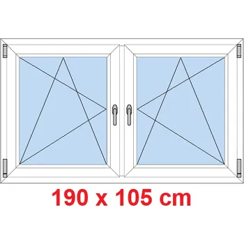 Okno Soft Dvoukřídlé plastové okno 190x105 cm, OS+OS, se sloupkem