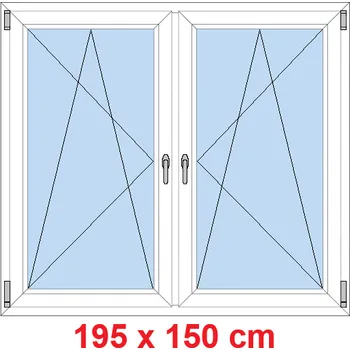 Okno Soft Dvoukřídlé plastové okno 195x150 cm, OS+OS, se sloupkem