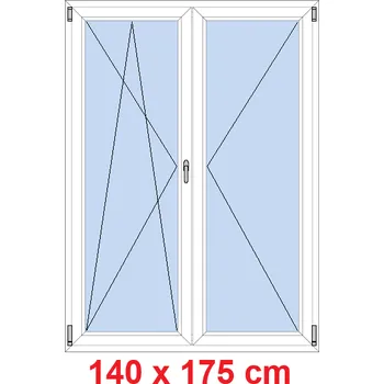 Okno Soft Dvoukřídlé balkonové dveře 140x175 cm, otevíravé a sklopné