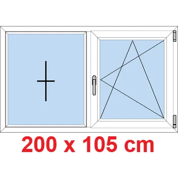 Okno Soft Dvoukřídlé plastové okno 200x105 cm, FIX+OS