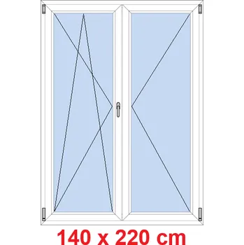 Okno Soft Dvoukřídlé balkonové dveře 140x220 cm, otevíravé a sklopné
