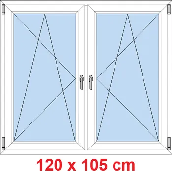 Okno Soft Dvoukřídlé plastové okno 120x105 cm, OS+OS, se sloupkem