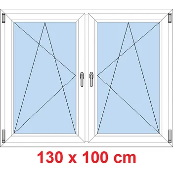Okno Soft Dvoukřídlé plastové okno 130x100 cm, OS+OS, se sloupkem