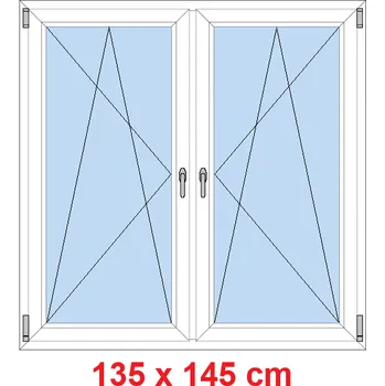Okno Soft Dvoukřídlé plastové okno 135x145 cm, OS+OS, se sloupkem