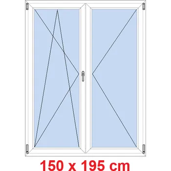 Okno Soft Dvoukřídlé balkonové dveře 150x195 cm, otevíravé a sklopné