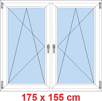 Okno Soft Dvoukřídlé plastové okno 175x155 cm, OS+OS, se sloupkem