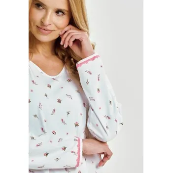 Dámská noční košile Noční košile Taro Elodie - bavlna Bílo-růžová M