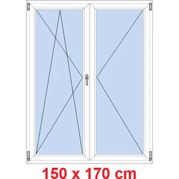 Okno Soft Dvoukřídlé balkonové dveře 150x170 cm, otevíravé a sklopné