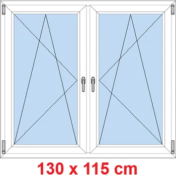 Okno Soft Dvoukřídlé plastové okno 130x115 cm, OS+OS, se sloupkem