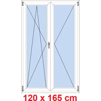 Okno Soft Dvoukřídlé balkonové dveře 120x165 cm, otevíravé a sklopné