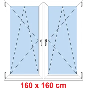 Okno Soft Dvoukřídlé plastové okno 160x160 cm, OS+OS, se sloupkem