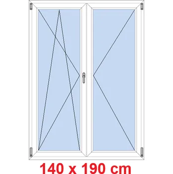Okno Soft Dvoukřídlé balkonové dveře 140x190 cm, otevíravé a sklopné