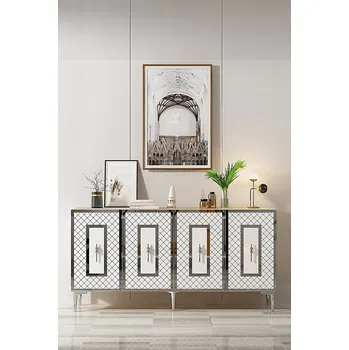 Komoda Konzolový stolek Puma 150 - Sapphire Oak, White, Silver