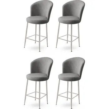 Barová židle Bar Stool Set (4 Pieces) Alte - Grey, Chrome
