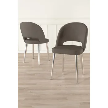 Jídelní stůl Sada židlí (6 kusů) Pane - Cappuccino, Chrome