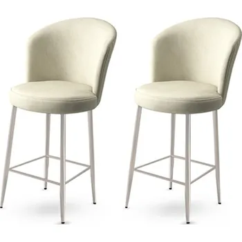 Barová židle Bar Stool Set (2 Pieces) Fora - Cream, Chrome