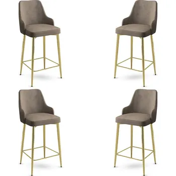 Barová židle Bar Stool Set (4 Pieces) Enox - Cappuccino, Gold