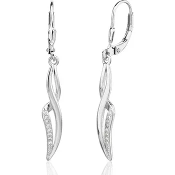 Módní doplněk Stříbrné visací naušnice s čirými zirkony STNAU2074F