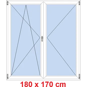 Okno Soft Dvoukřídlé balkonové dveře 180x170 cm, otevíravé a sklopné