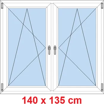 Okno Soft Dvoukřídlé plastové okno 140x135 cm, OS+OS, se sloupkem
