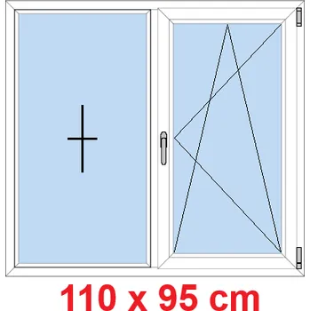 Okno Soft Dvoukřídlé plastové okno 110x95 cm, FIX+OS
