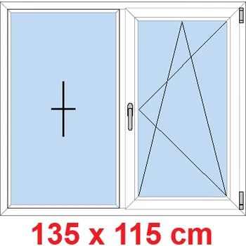 Okno Soft Dvoukřídlé plastové okno 135x115 cm, FIX+OS